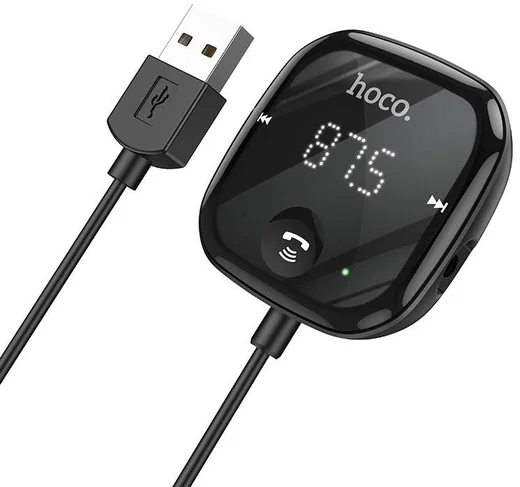 Hoco Wireless Bluetooth 5.0 Muziek FM Transmitter USB-A Zwart afbeelding 1
