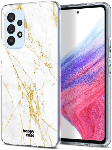 HappyCase Samsung Galaxy A53 Hoesje Flexibel TPU Wit Marmer Print afbeelding 2