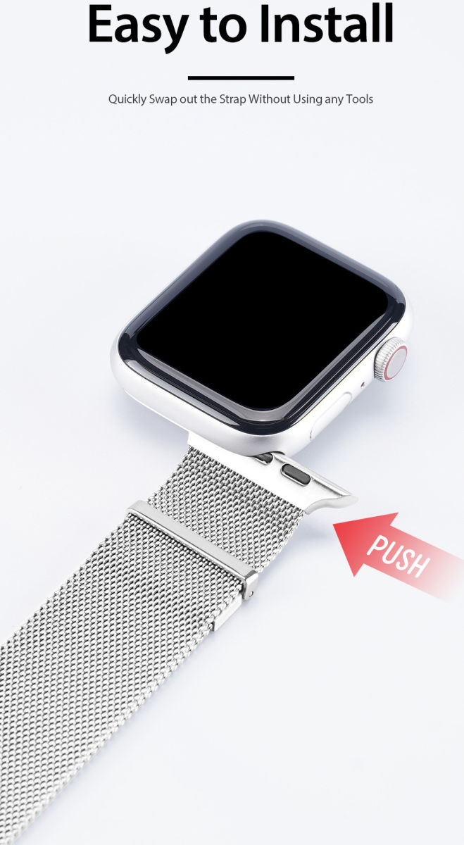 Dux Ducis Apple Watch Milanese Band - 1-10/SE/Ultra - 42/41/40/38MM - Zwart afbeelding 2