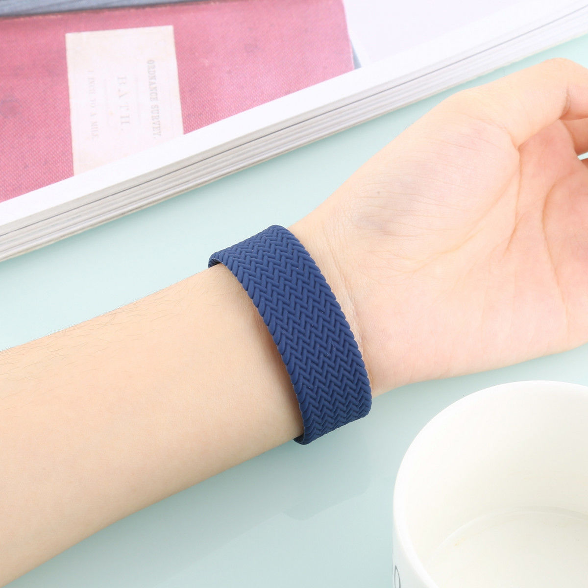 Apple Watch Bandje - 1-10/SE/Ultra - 49/46/45/44/42MM - Geweven - Maat M - Blauw afbeelding 4