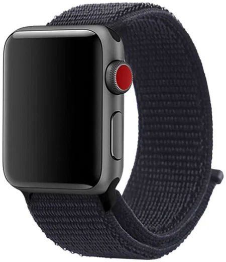 Apple Watch Bandje - 1-10/SE - 42/41/40/38MM - Nylon - Klittenband - Zwart afbeelding 1
