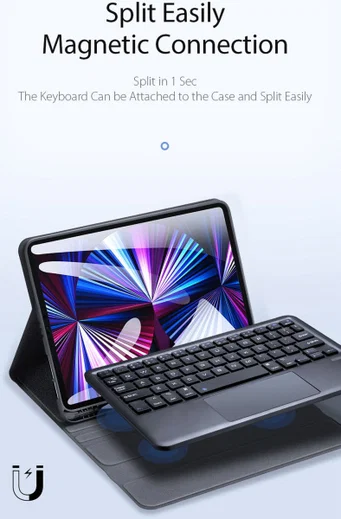Dux Ducis iPad Pro 11/Air (2020/2022) Hoes Bluetooth Toetsenbord afbeelding 7