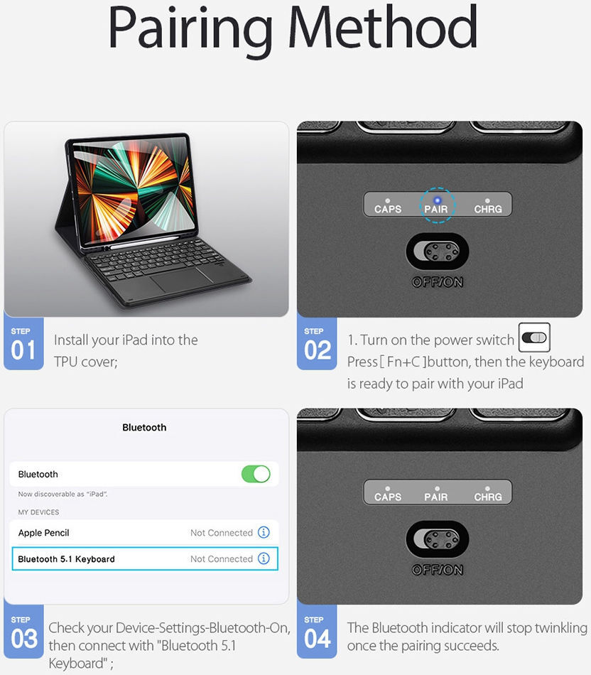 Dux Ducis iPad Pro 12.9 (2020/2021) Hoes Bluetooth Toetsenbord QWERTY afbeelding 12