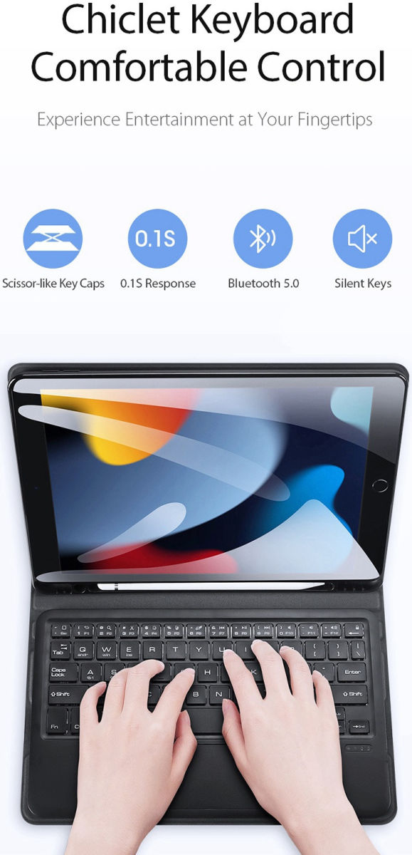 Dux Ducis iPad 10.2 (2019/2020/2021) Hoes Bluetooth Toetsenbord QWERTY afbeelding 4