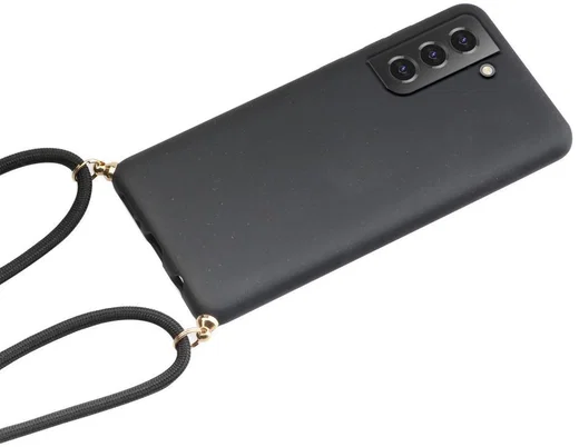 Samsung Galaxy S22 Hoesje Back Cover Flexibel TPU met Koord Zwart afbeelding 2