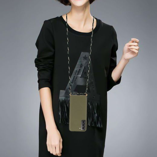 Samsung Galaxy S22 Hoesje Back Cover Flexibel TPU met Koord Groen afbeelding 4