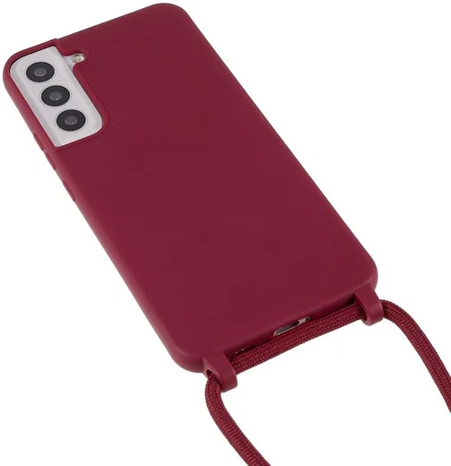 Samsung Galaxy S22 Hoesje Back Cover Flexibel met Koord Rood afbeelding 3