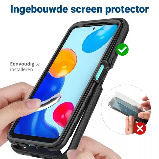 Xiaomi Redmi Note 11/11S Hoesje Full Protect 360° Cover Hybride Zwart afbeelding 6