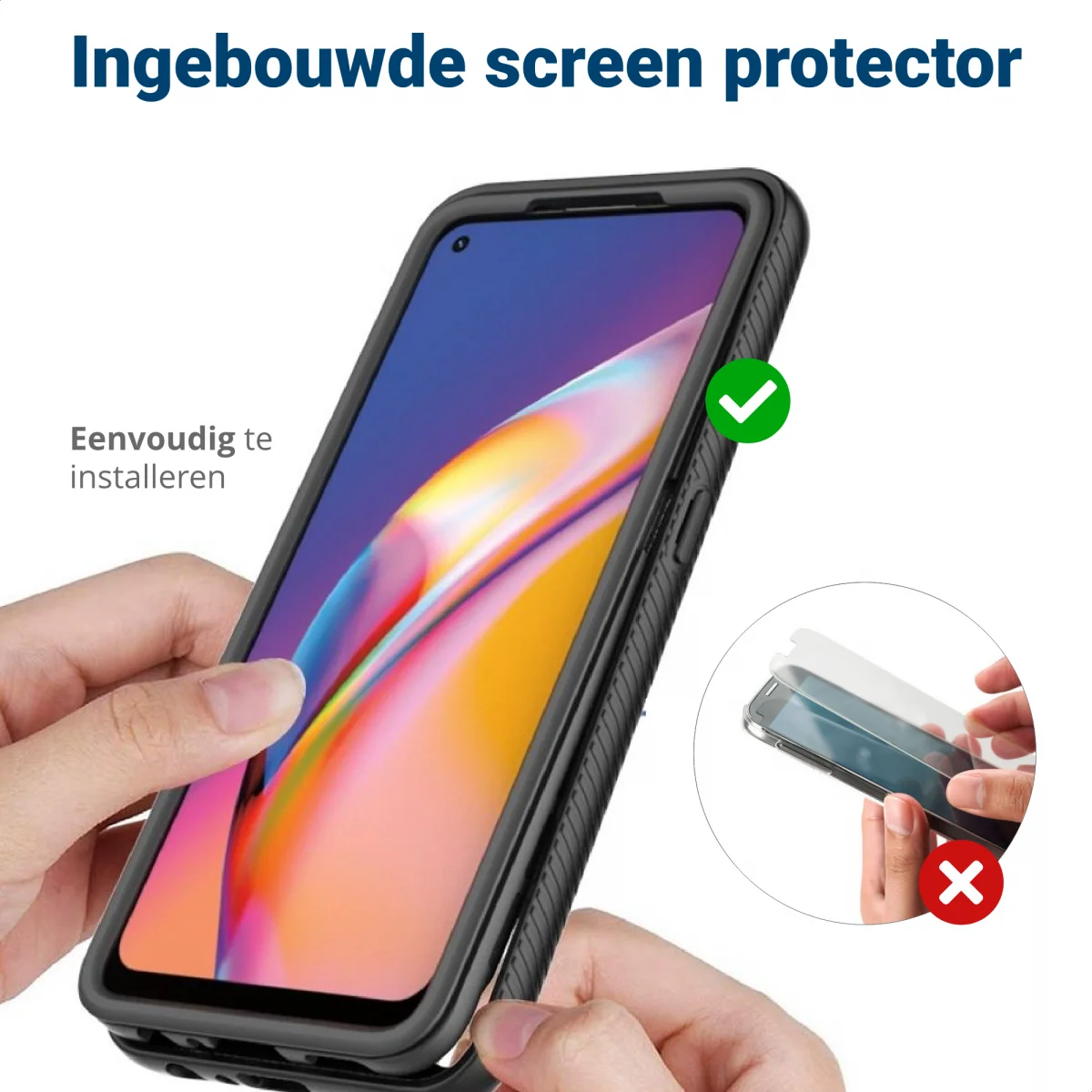 Oppo Reno5 Lite Hoesje Full Protect 360° Cover Hybride Zwart afbeelding 7