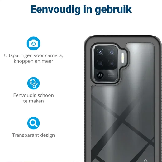 Oppo Reno5 Lite Hoesje Full Protect 360° Cover Hybride Zwart afbeelding 5