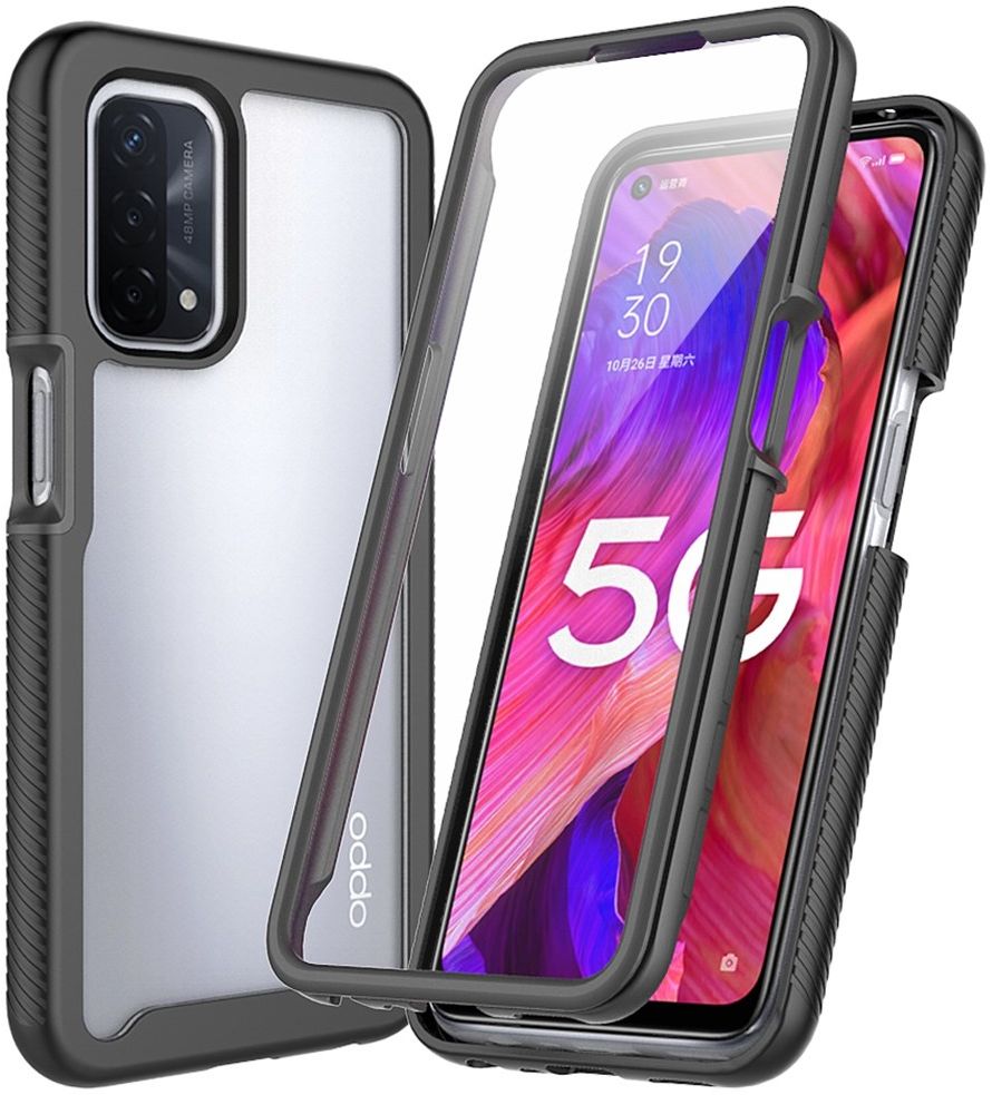 Oppo A54 5G/A74 5G Hoesje Full Protect 360° Cover Hybride Zwart afbeelding 1