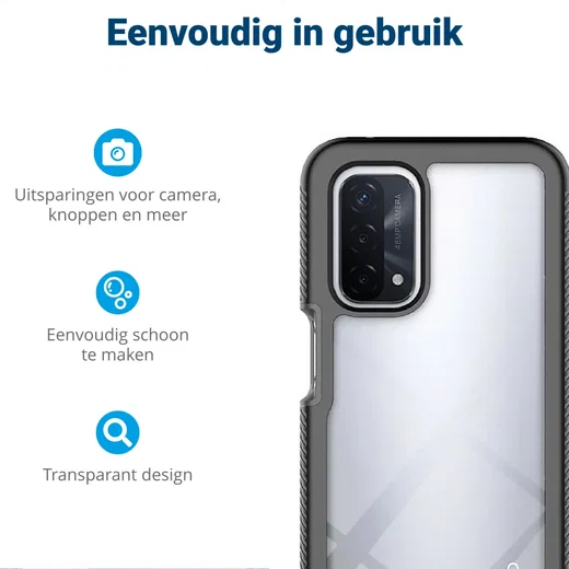 Oppo A54 5G/A74 5G Hoesje Full Protect 360° Cover Hybride Zwart afbeelding 5