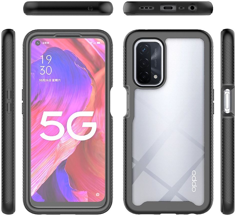 Oppo A54 5G/A74 5G Hoesje Full Protect 360° Cover Hybride Zwart afbeelding 9