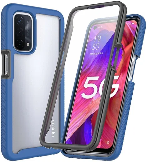 Oppo A54 5G/A74 5G Hoesje Full Protect 360° Cover Hybride Blauw afbeelding 1