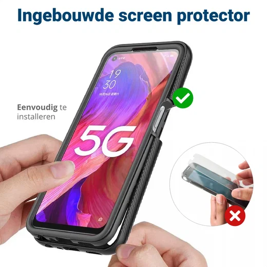 Oppo A54 5G/A74 5G Hoesje Full Protect 360° Cover Hybride Blauw afbeelding 6