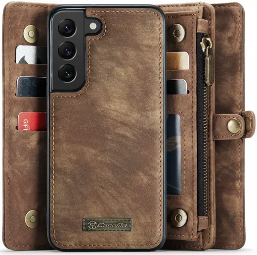 CaseMe 008 Samsung Galaxy S22 Hoesje Book Case Back Cover Bruin afbeelding 2