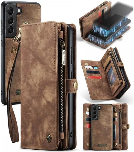 CaseMe 008 Samsung Galaxy S22 Hoesje Book Case Back Cover Bruin afbeelding 4