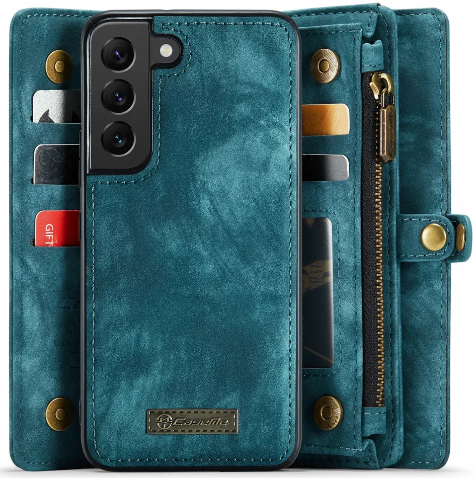 CaseMe 008 Samsung Galaxy S22 Hoesje Book Case Back Cover Groen afbeelding 2