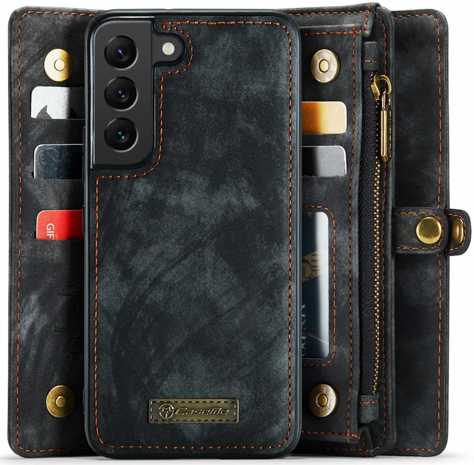 CaseMe 008 Samsung S22 Plus Hoesje Book Case Back Cover Zwart afbeelding 2