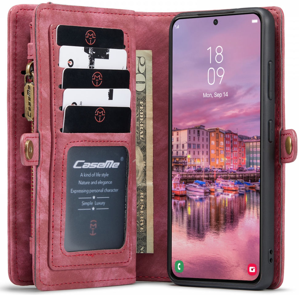CaseMe 008 Samsung S22 Plus Hoesje Book Case Back Cover Rood afbeelding 4