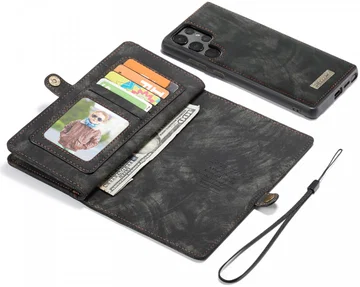CaseMe 008 Samsung S22 Ultra Hoesje Book Case Back Cover Zwart