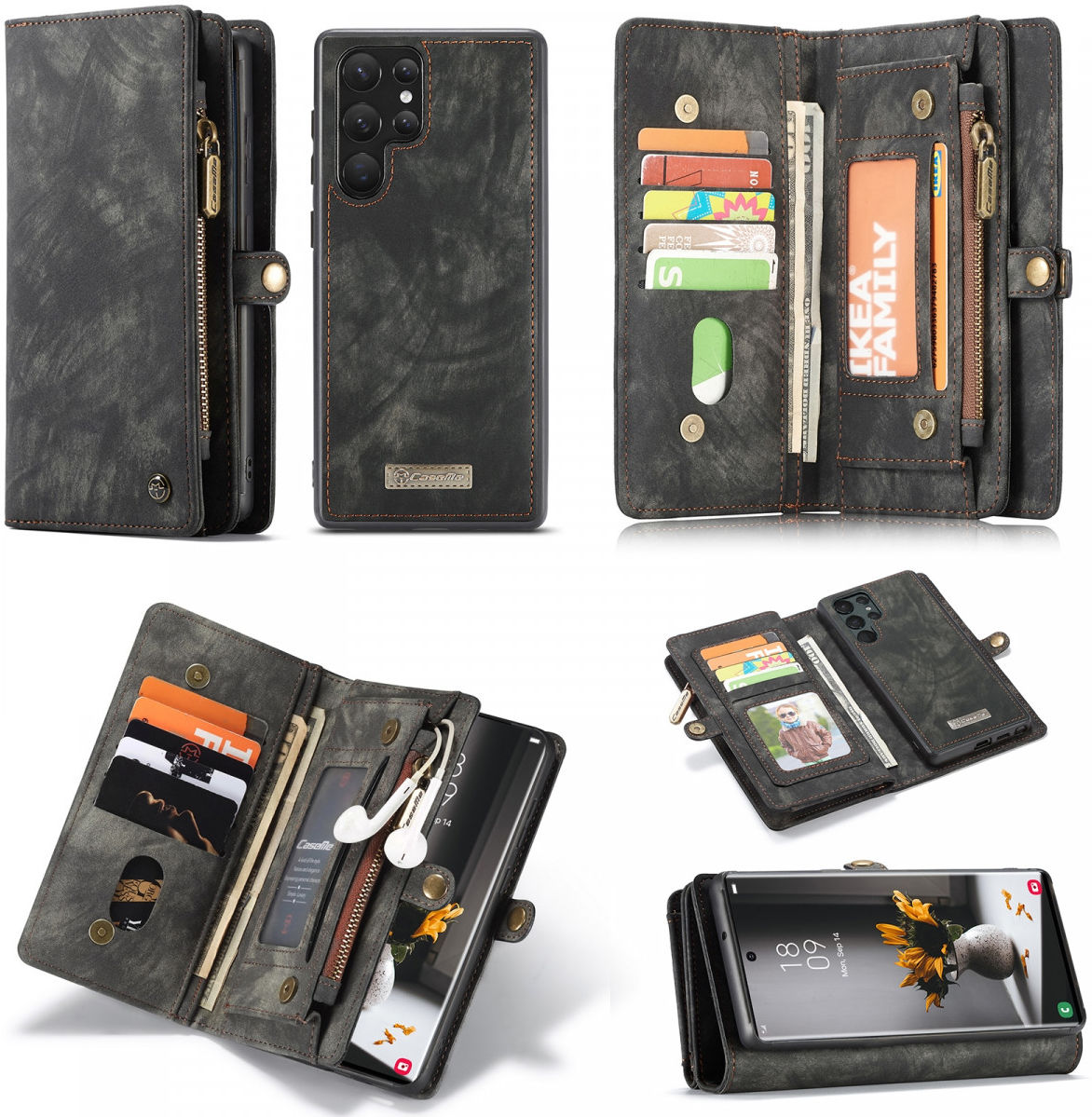 CaseMe 008 Samsung S22 Ultra Hoesje Book Case Back Cover Zwart afbeelding 8