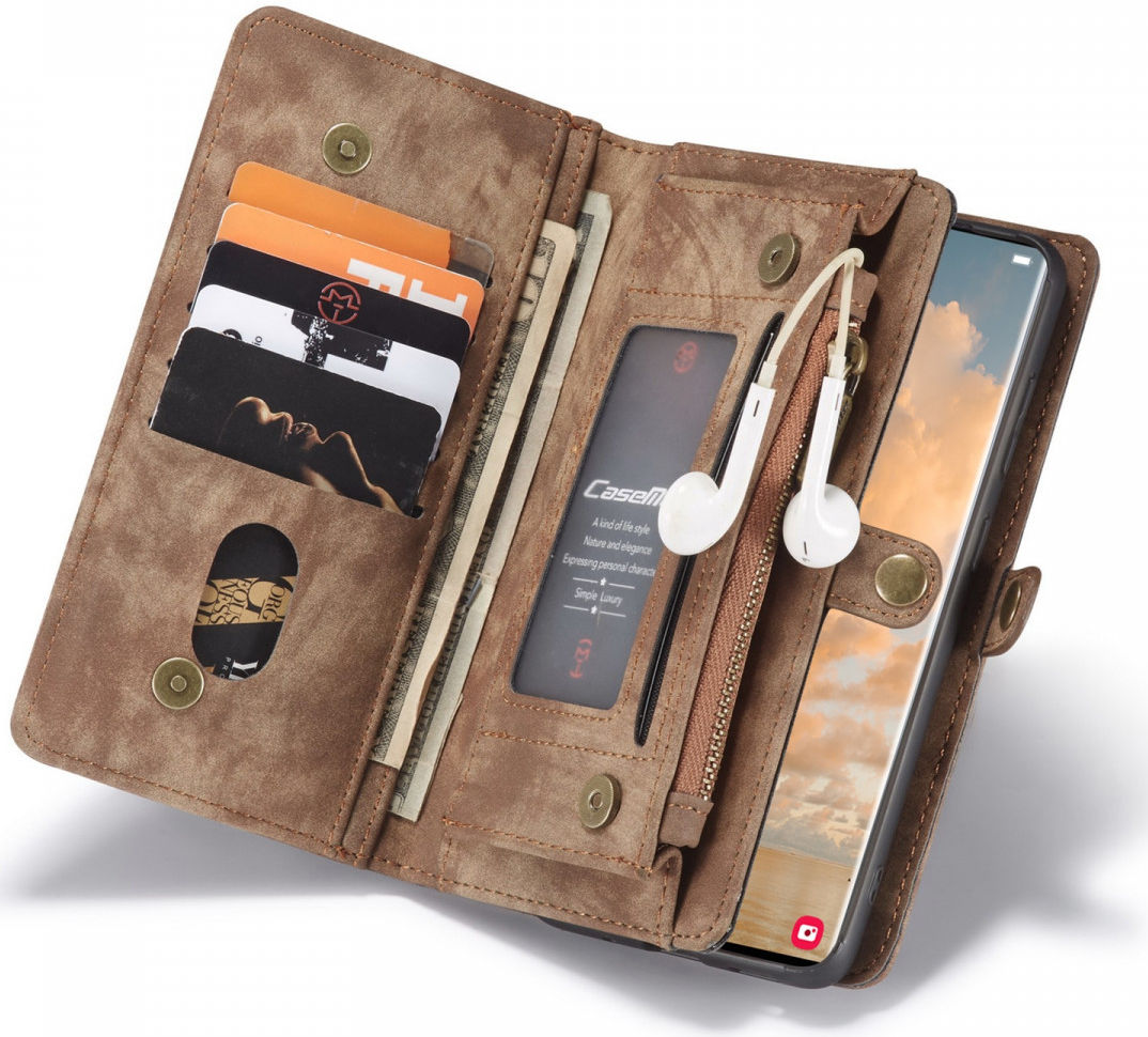 CaseMe 008 Samsung S22 Ultra Hoesje Book Case Back Cover Bruin afbeelding 2