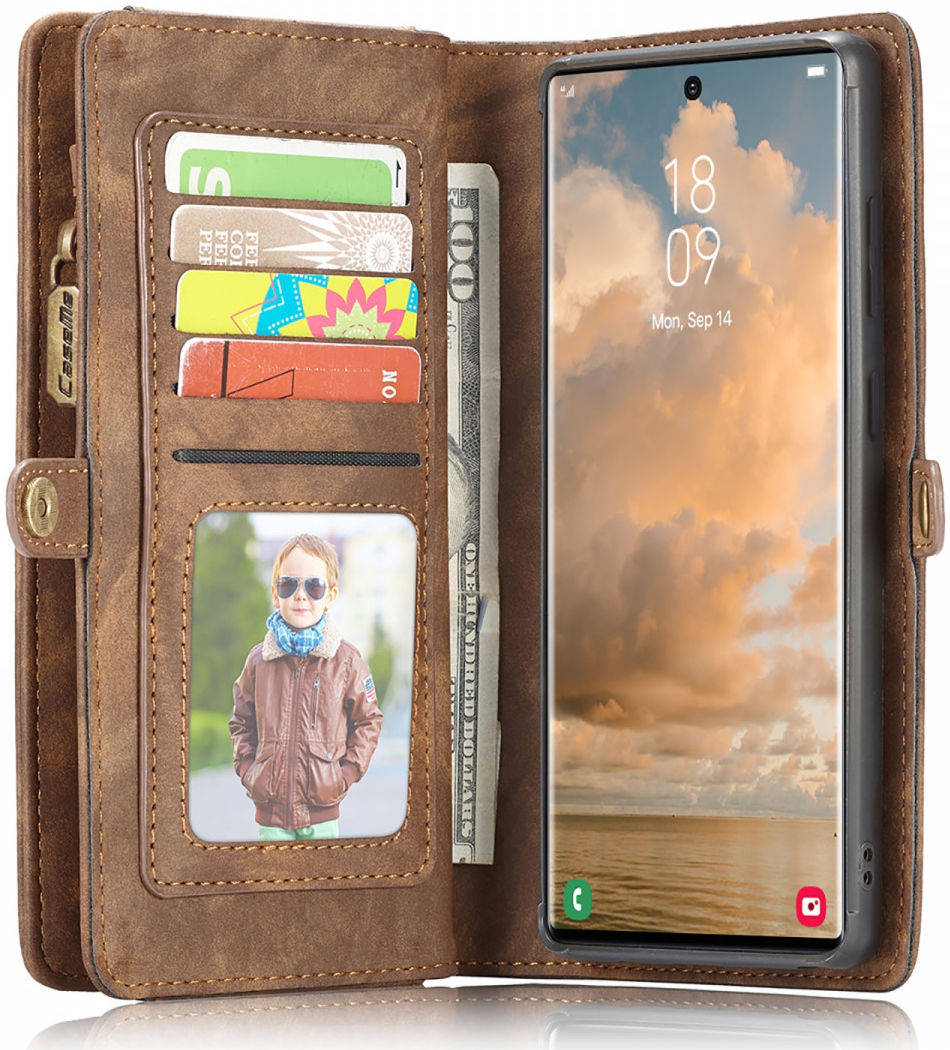 CaseMe 008 Samsung S22 Ultra Hoesje Book Case Back Cover Bruin afbeelding 4