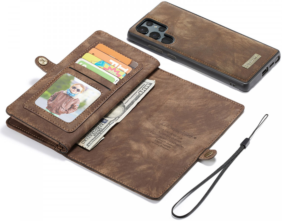 CaseMe 008 Samsung S22 Ultra Hoesje Book Case Back Cover Bruin afbeelding 1
