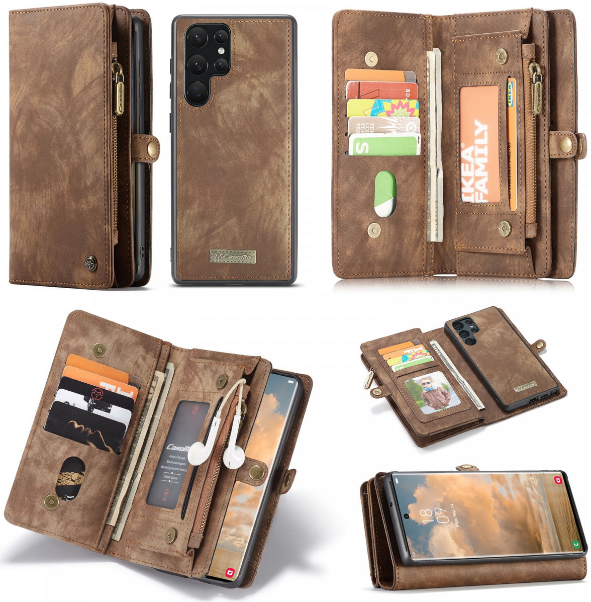 CaseMe 008 Samsung S22 Ultra Hoesje Book Case Back Cover Bruin afbeelding 8