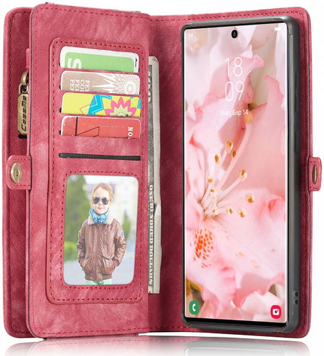 CaseMe 008 Samsung S22 Ultra Hoesje Book Case Back Cover Rood afbeelding 4