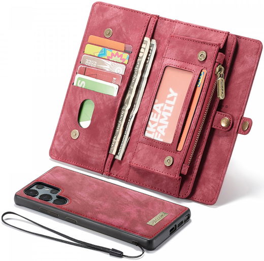 CaseMe 008 Samsung S22 Ultra Hoesje Book Case Back Cover Rood afbeelding 1