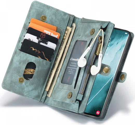 CaseMe 008 Samsung S22 Ultra Hoesje Book Case Back Cover Groen afbeelding 2
