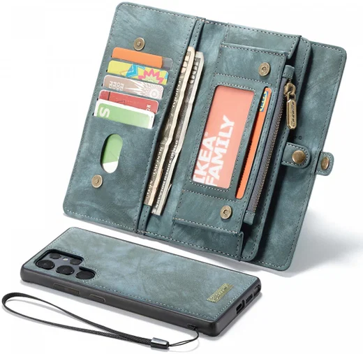 CaseMe 008 Samsung S22 Ultra Hoesje Book Case Back Cover Groen afbeelding 1