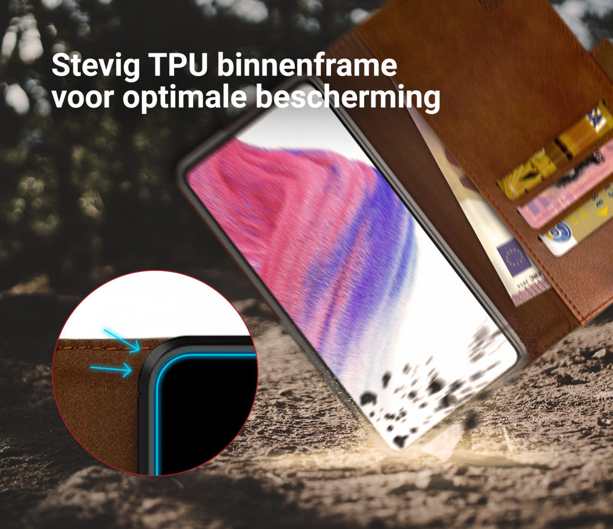 Rosso Element Samsung Galaxy A53 Hoesje Book Cover Bruin afbeelding 4