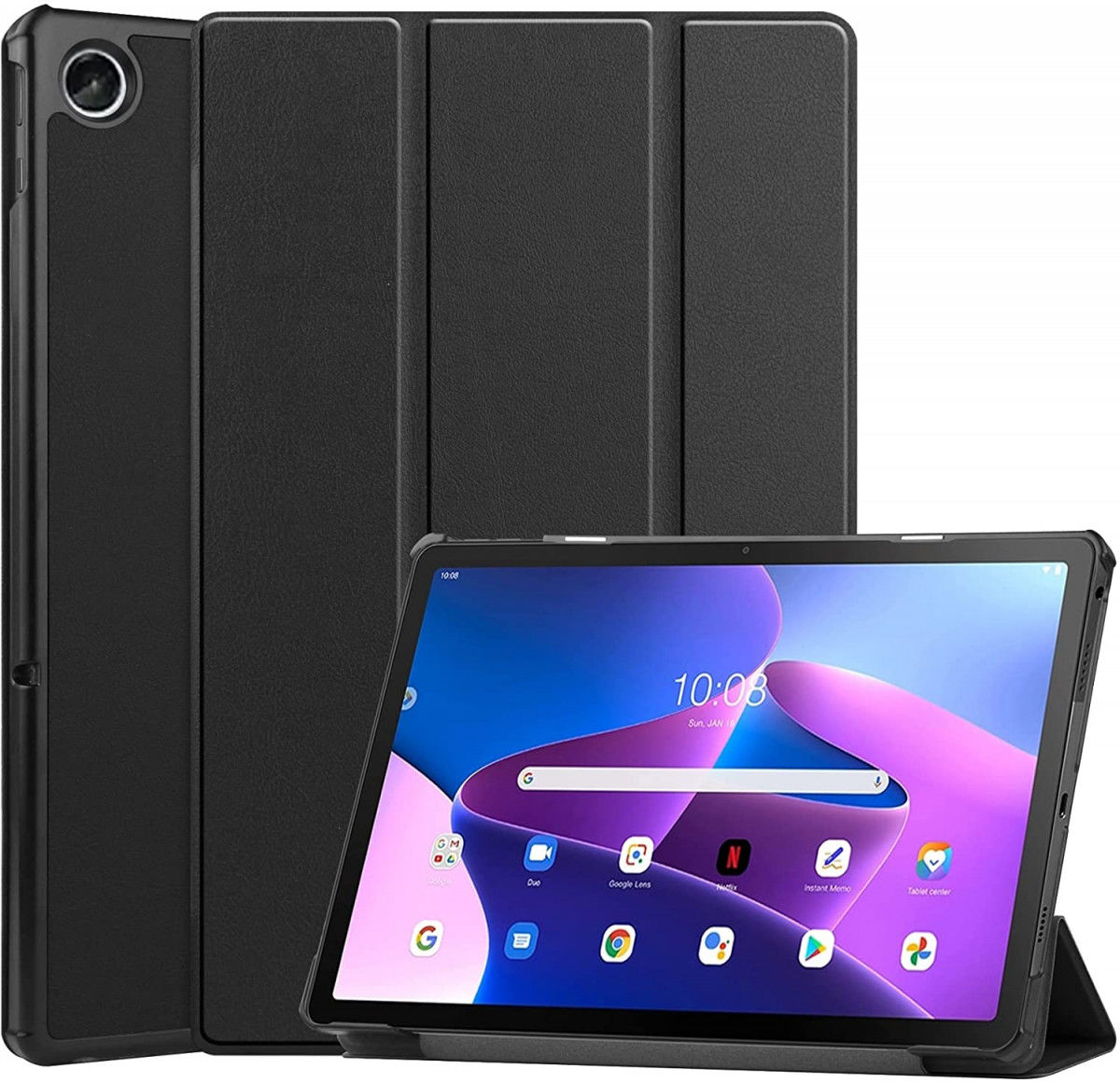 Lenovo Tab M10 Plus Gen 3 Hoes Tri-Fold Book Case Zwart afbeelding 1