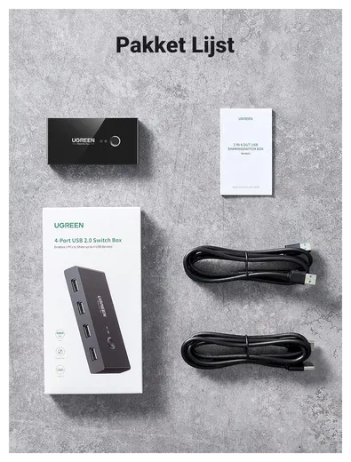 UGREEN Sharing Switch USB 2.0 Schakelaar met 4 USB Poorten Zwart afbeelding 6