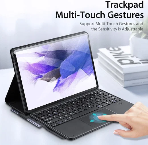 Dux Ducis Samsung Tab S7 FE / S7+ / S8+ Hoes met Bluetooth Toetsenbord afbeelding 7