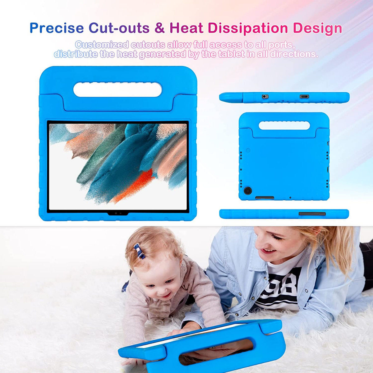 Samsung Galaxy Tab A8 Kinder Tablethoes met Handvat Blauw afbeelding 8