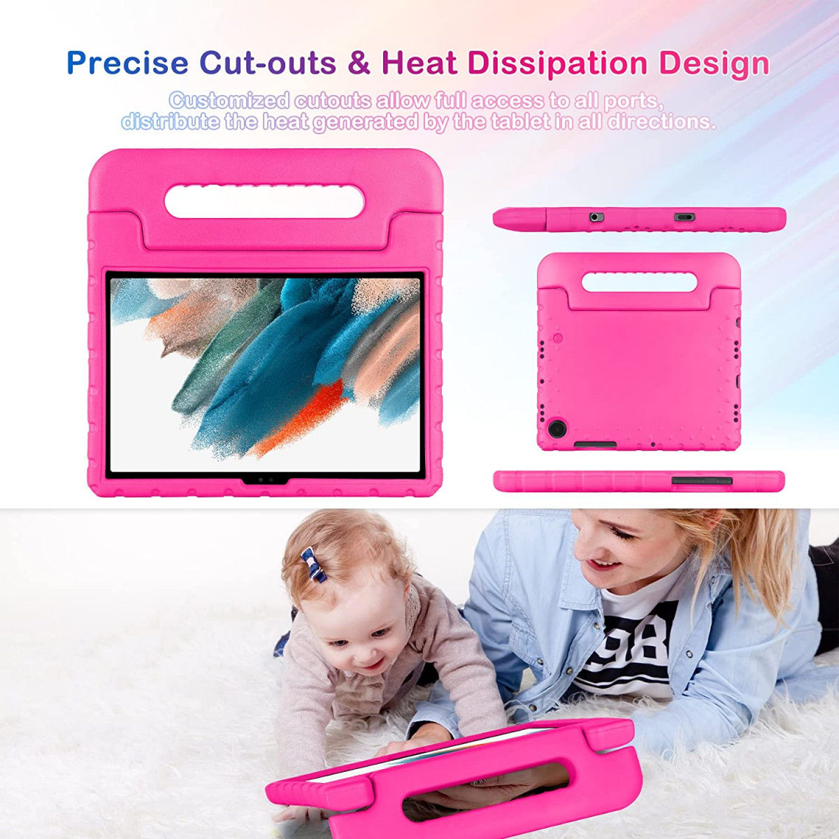 Samsung Galaxy Tab A8 Kinder Tablethoes met Handvat Roze afbeelding 7