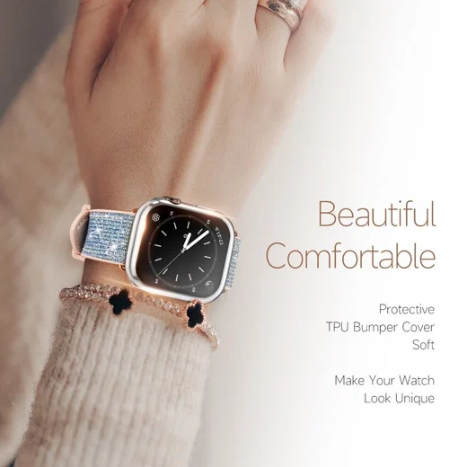 Dux Ducis Somo - Apple Watch 7/8/9 41MM Hoesje - Full Protect TPU - Zilver afbeelding 8