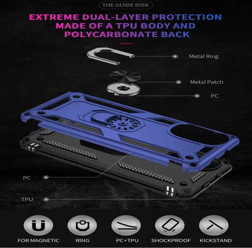Motorola Moto G52 Hoesje Hybride Kickstand Back Cover Blauw afbeelding 6