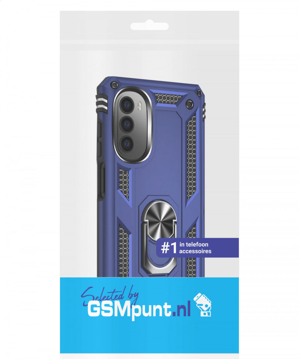 Motorola Moto G52 Hoesje Hybride Kickstand Back Cover Blauw afbeelding 8