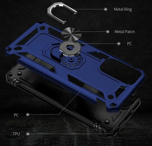 Xiaomi Redmi Note 11 / 11S Hoesje Hybride Kickstand Back Cover Blauw afbeelding 8