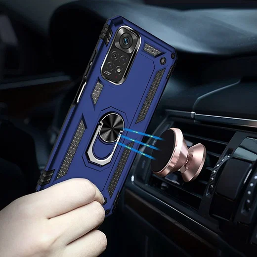 Xiaomi Redmi Note 11 / 11S Hoesje Hybride Kickstand Back Cover Blauw afbeelding 4