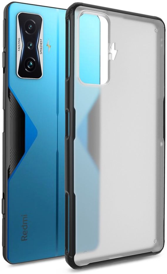 Xiaomi Poco F4 GT Hoesje Armor Back Cover Transparant Zwart afbeelding 1