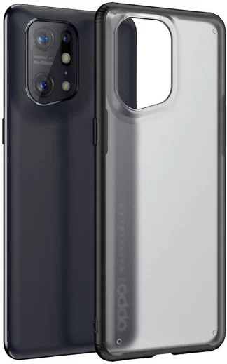 Oppo Find X5 Hoesje Armor Back Cover Transparant Zwart afbeelding 1