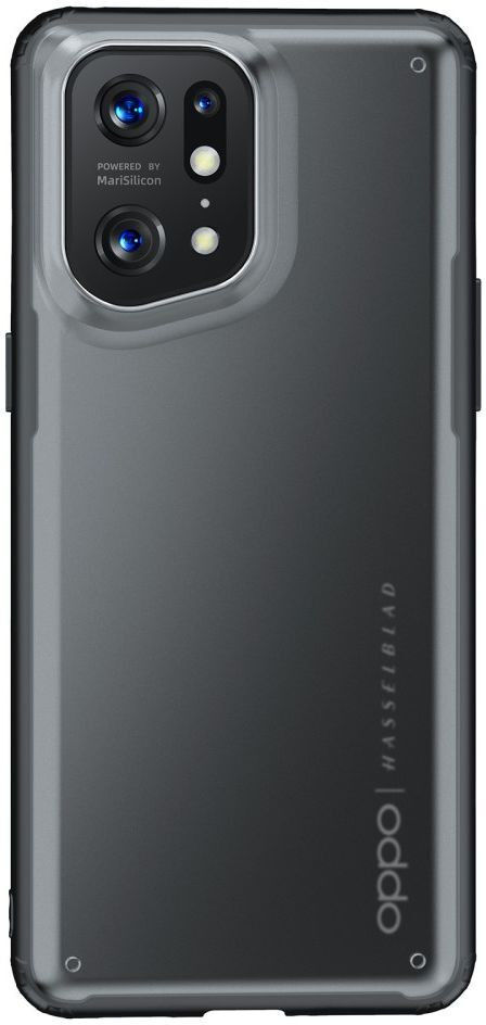 Oppo Find X5 Hoesje Armor Back Cover Transparant Zwart afbeelding 2