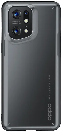 Oppo Find X5 Hoesje Armor Back Cover Transparant Zwart afbeelding 2