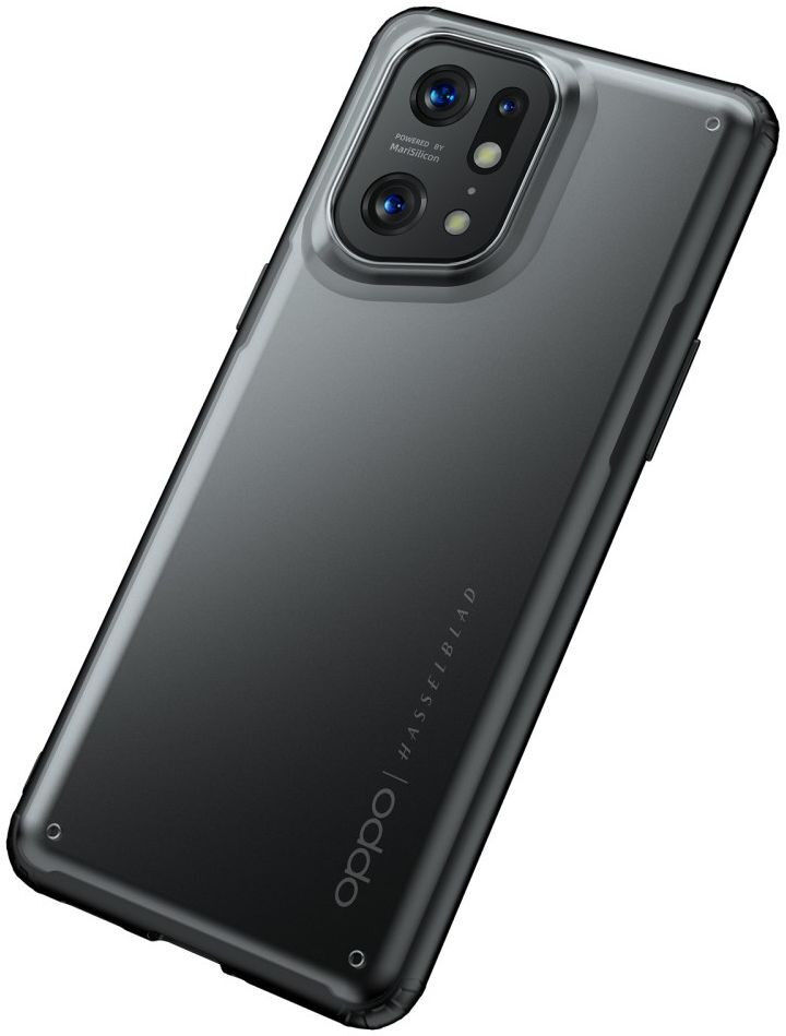 Oppo Find X5 Hoesje Armor Back Cover Transparant Zwart afbeelding 5